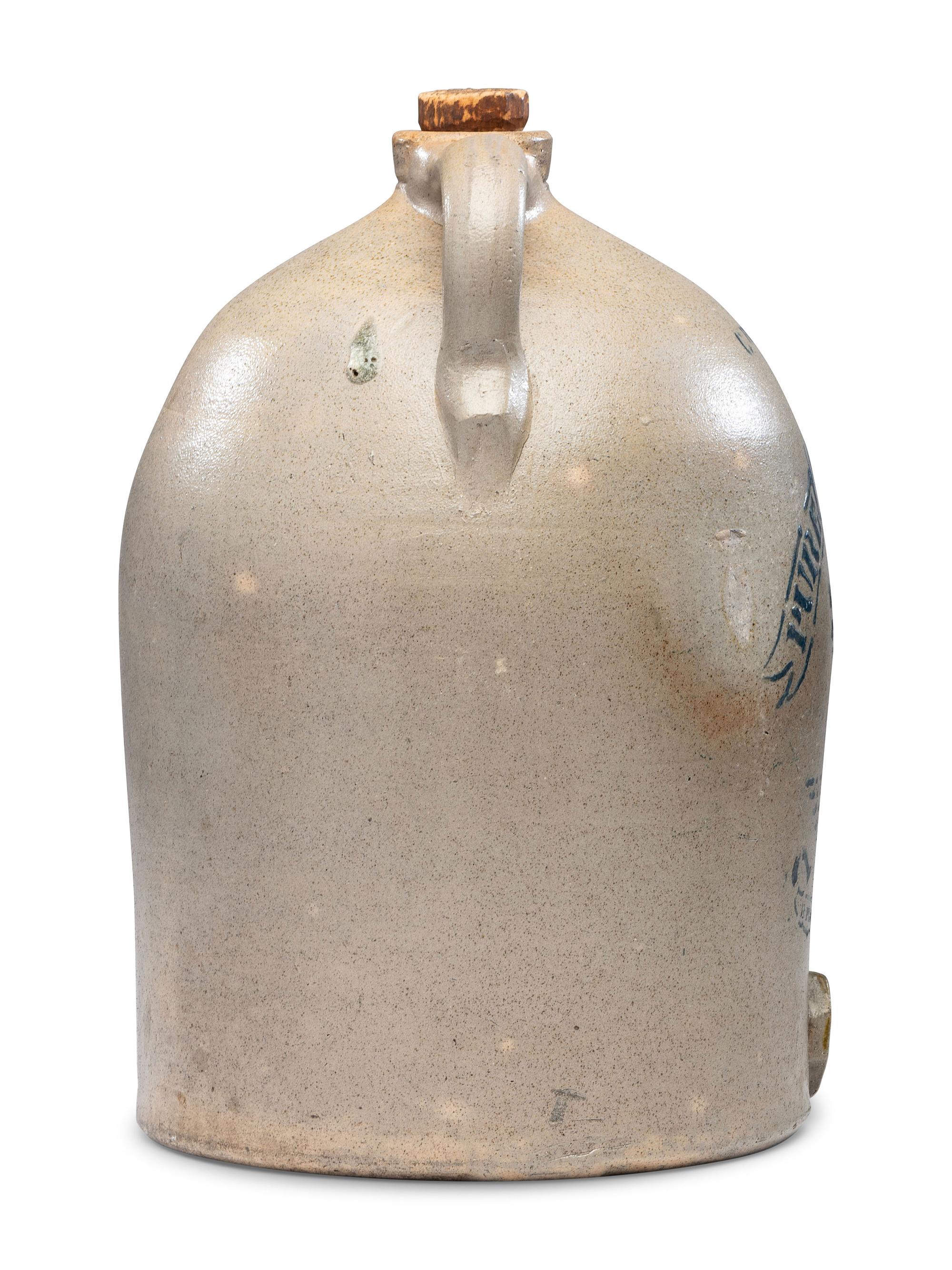 A Rare Curtis Fenton 'Pure Cold Water' Stenciled Stoneware Cooler