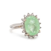 Tourmaline, Diamond, and White Gold Ring