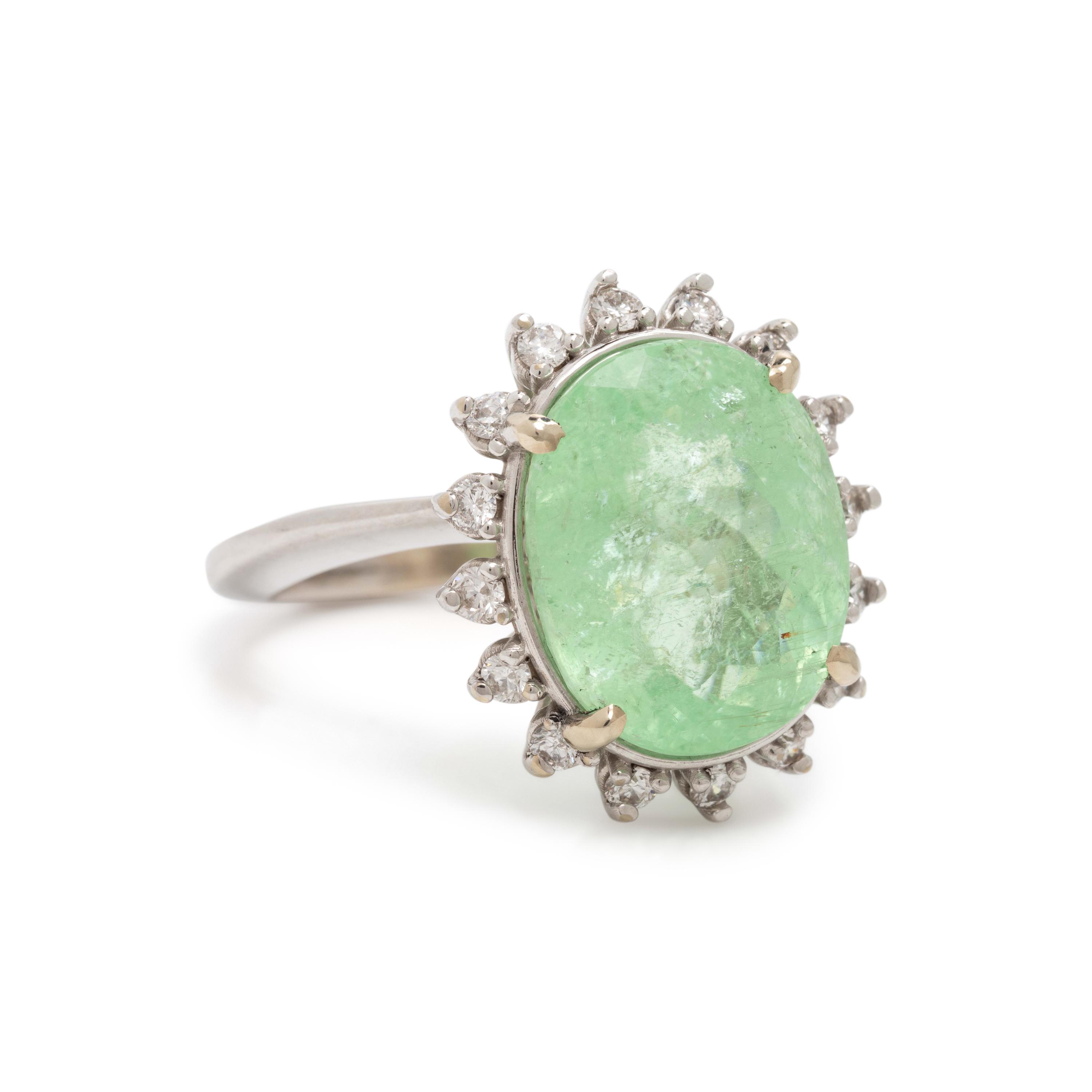 Tourmaline, Diamond, and White Gold Ring