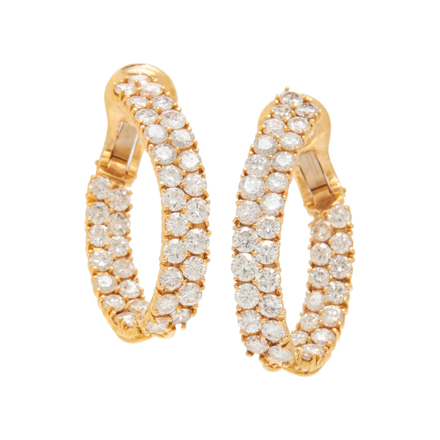 YELLOW GOLD AND DIAMOND HOOP EARRINGS