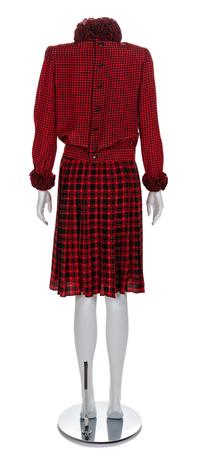 Nina Ricci Boutique Two Piece Checker and Plaid Silk Ensemble, Size label: 36