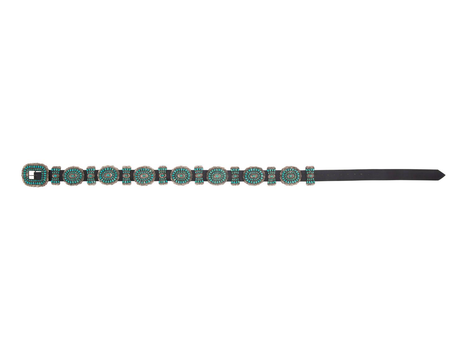Sterling Silver and Turquoise Cluster Concha Belt