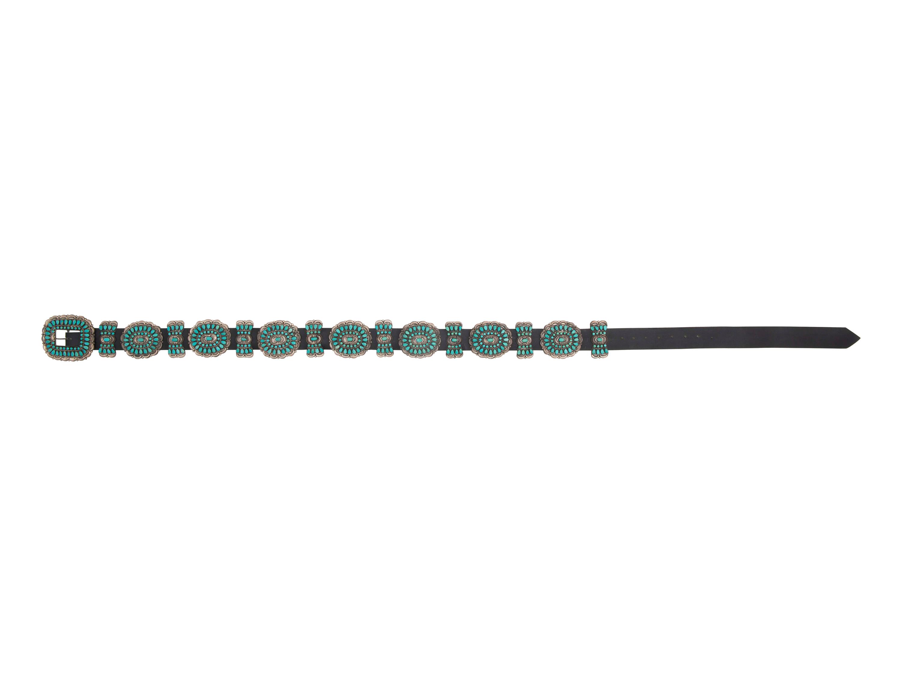 Sterling Silver and Turquoise Cluster Concha Belt