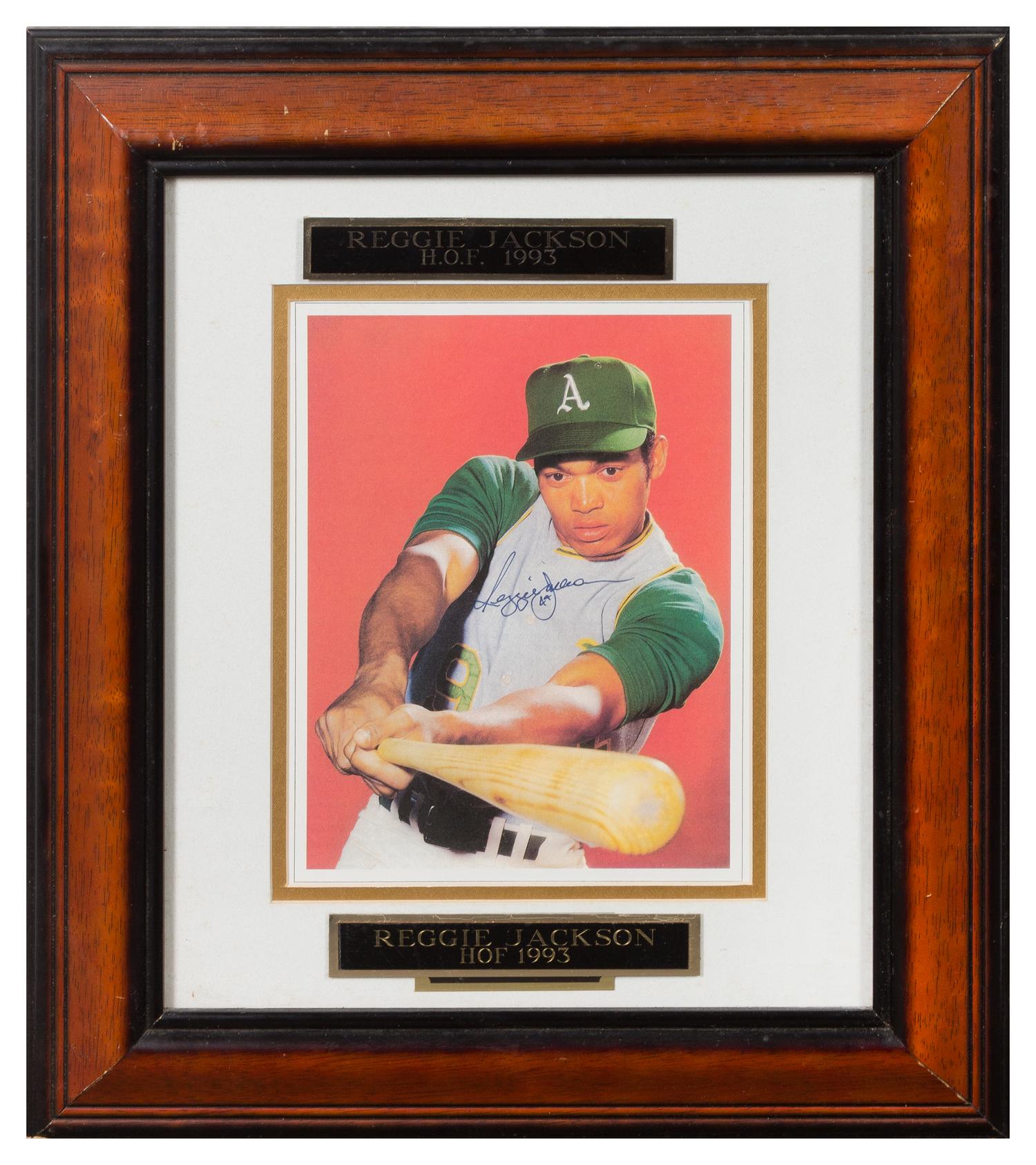 A Reggie Jackson Autographed Photo 18 1/2 x 16 inches overall.