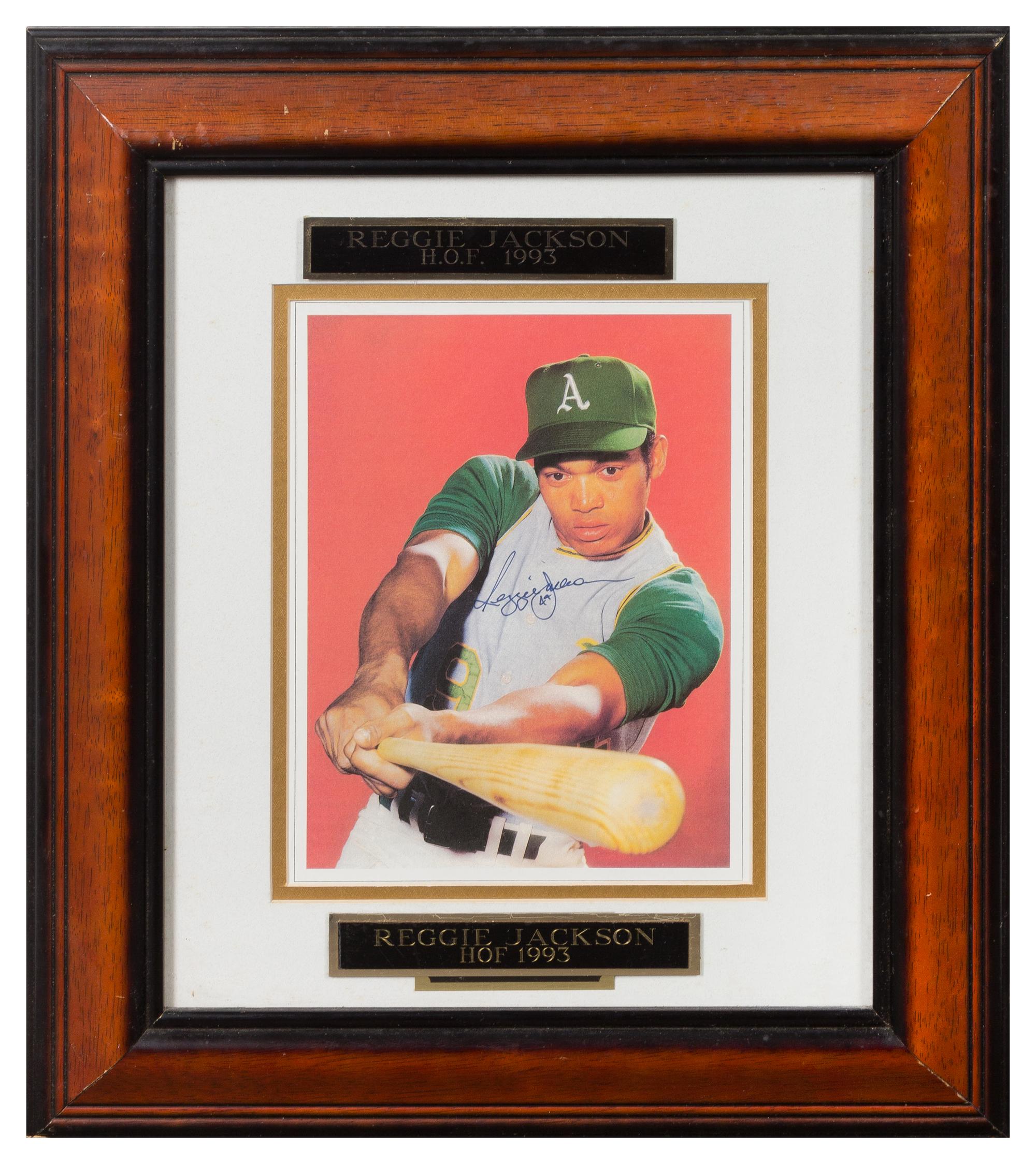 A Reggie Jackson Autographed Photo 18 1/2 x 16 inches overall.