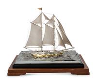 A Japanese Silver Model of a Yacht