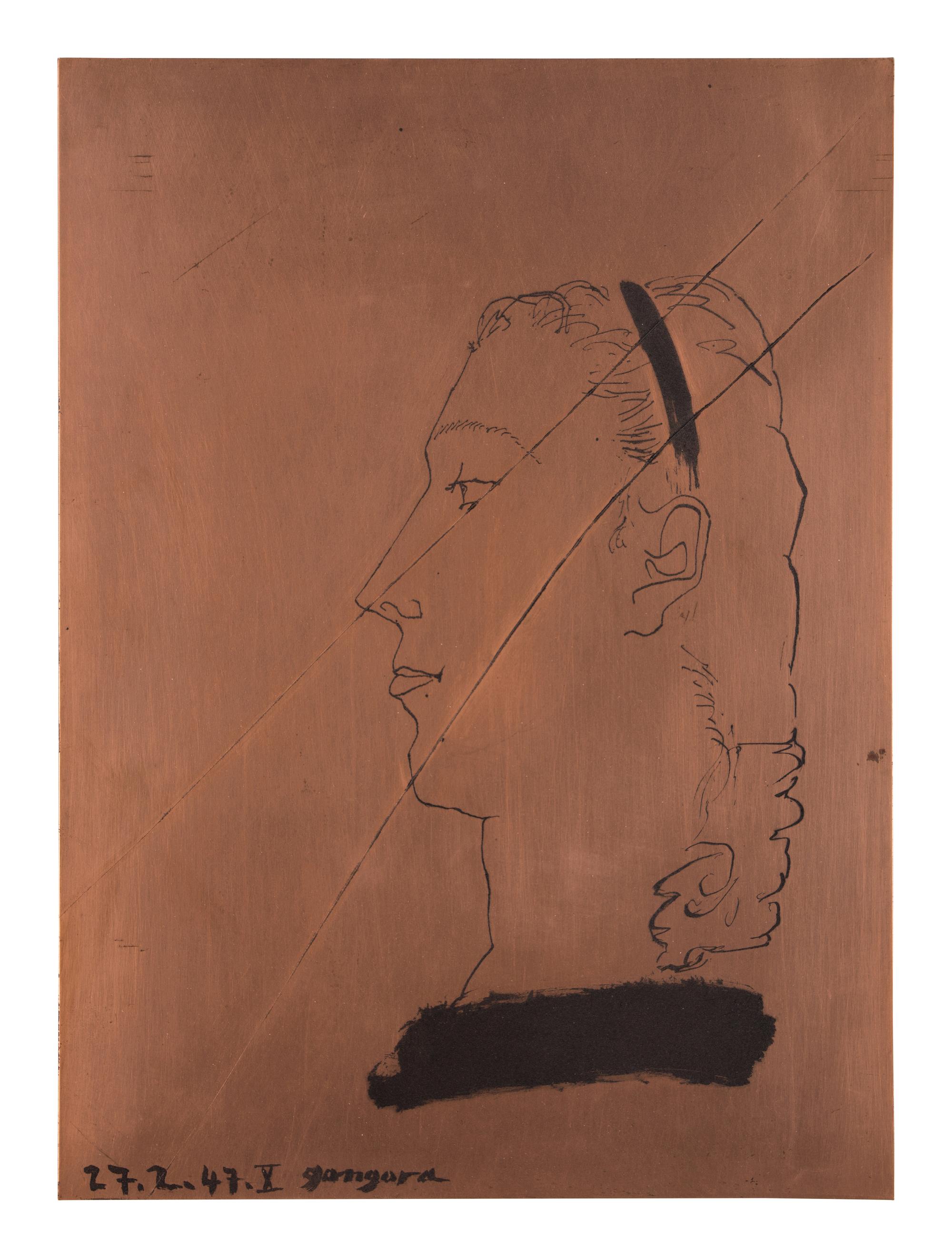 Original Copper Plate fo r Femme Blonde de Profil (from Vingt Poèmes de Góngora ), 1947
