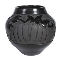 Carved Blackware Pottery Jar