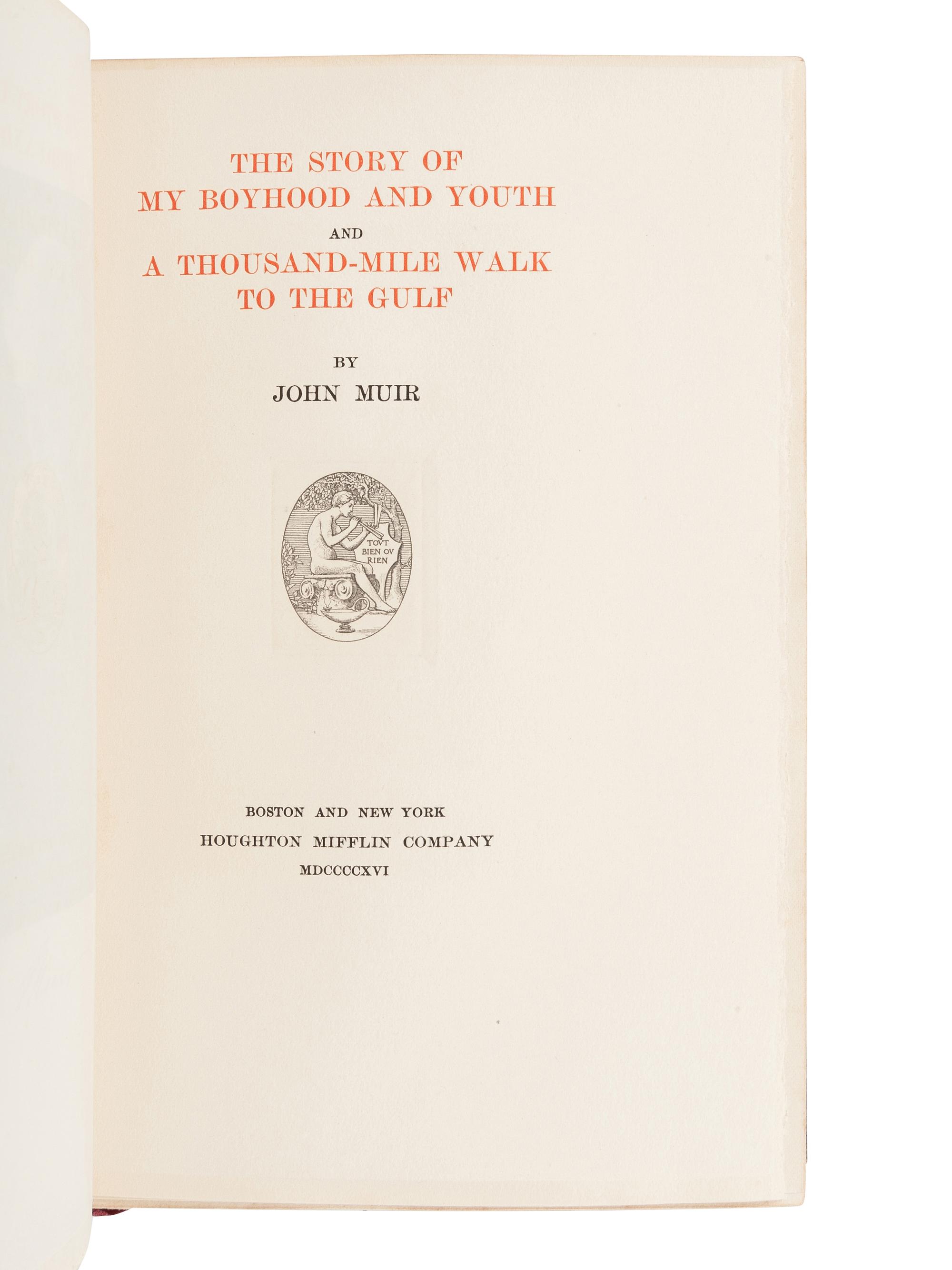 [BINDINGS]. MUIR, John (1838-1914). The Writings of John Muir . Boston and New York: Houghton Mifflin Company, 1916-1924.