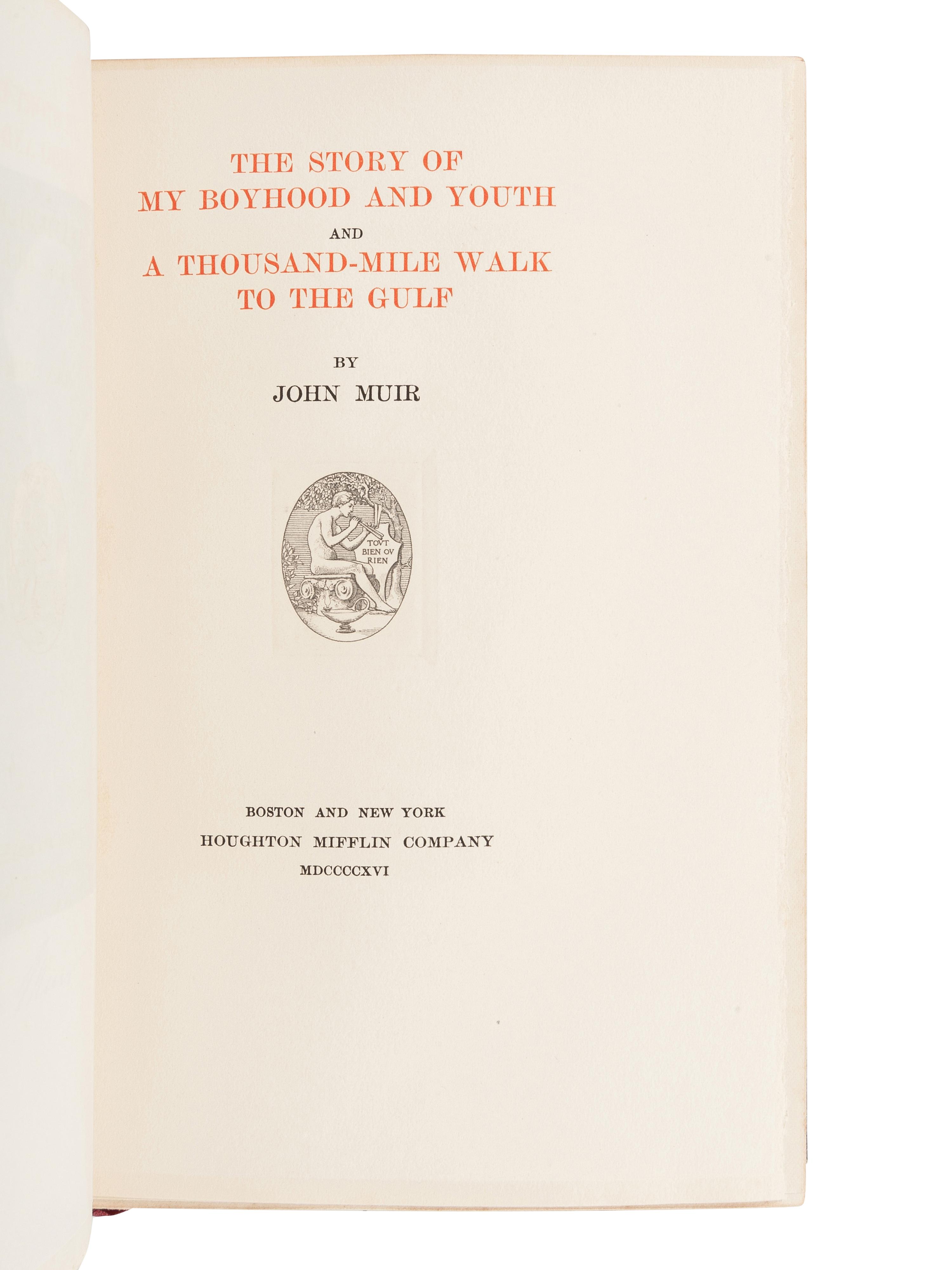 [BINDINGS]. MUIR, John (1838-1914). The Writings of John Muir . Boston and New York: Houghton Mifflin Company, 1916-1924.