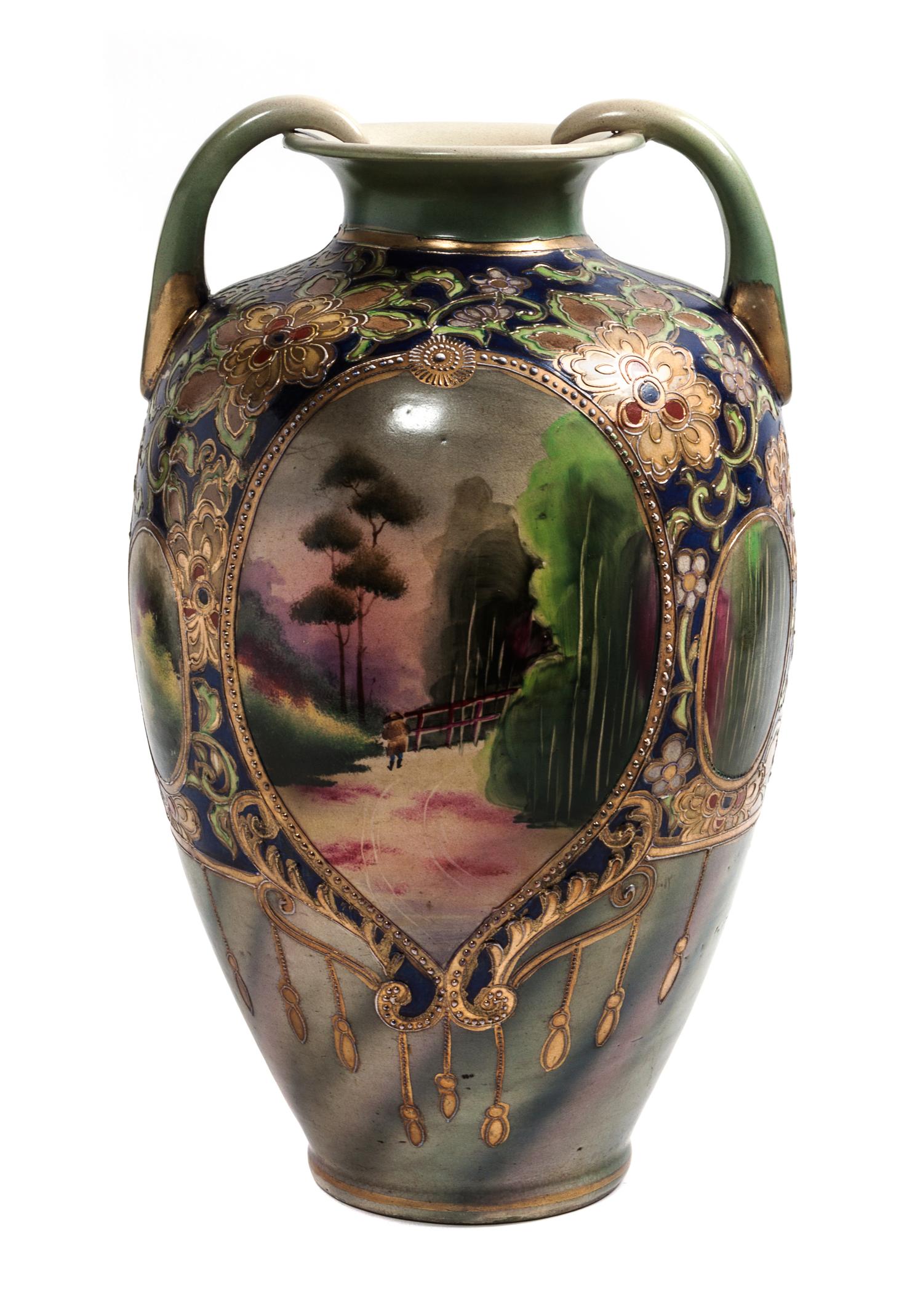 A Continental Porcelain Vase Height 16 inches.