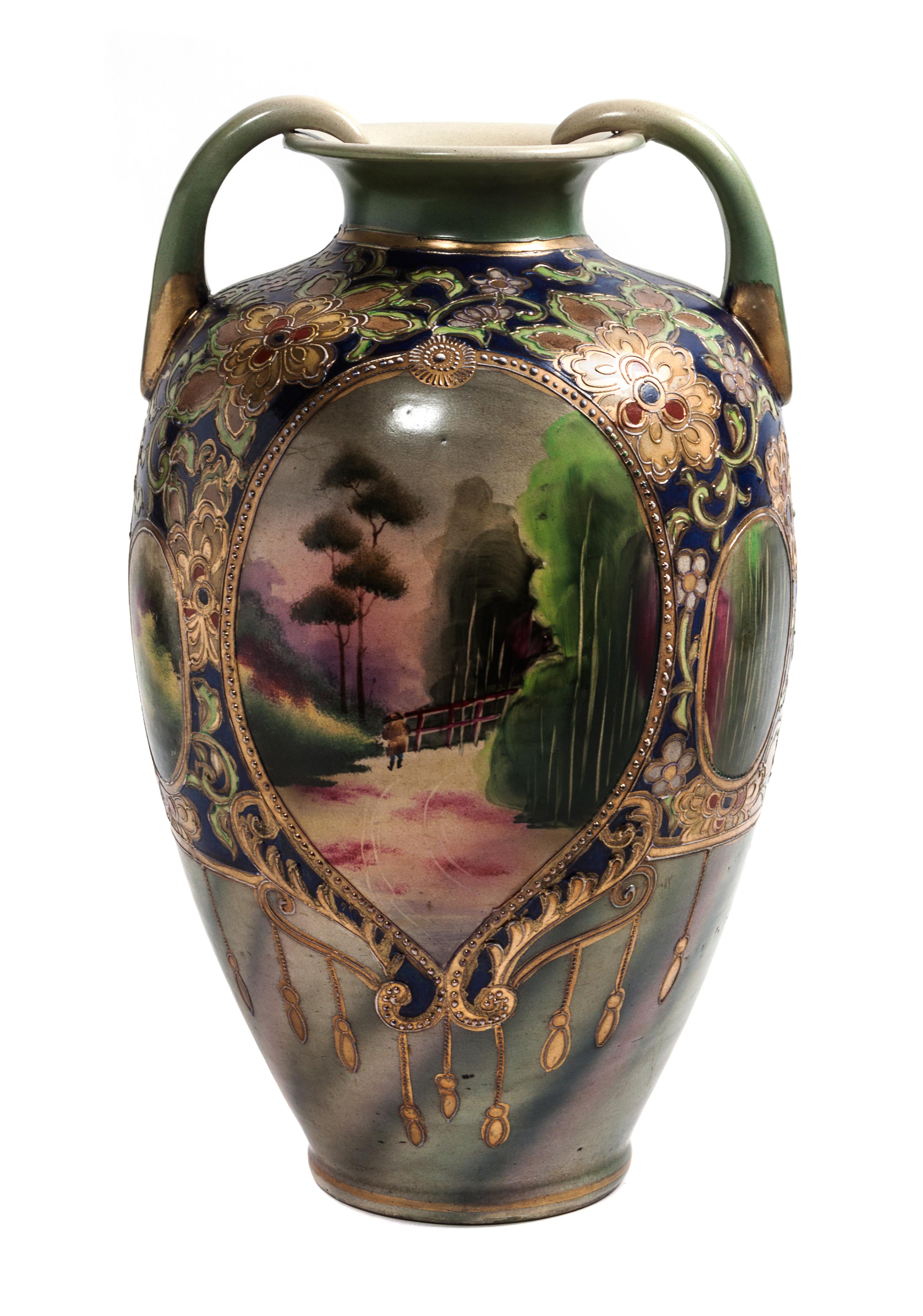A Continental Porcelain Vase Height 16 inches.