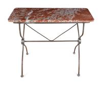 A French Steel Marble-Top Table