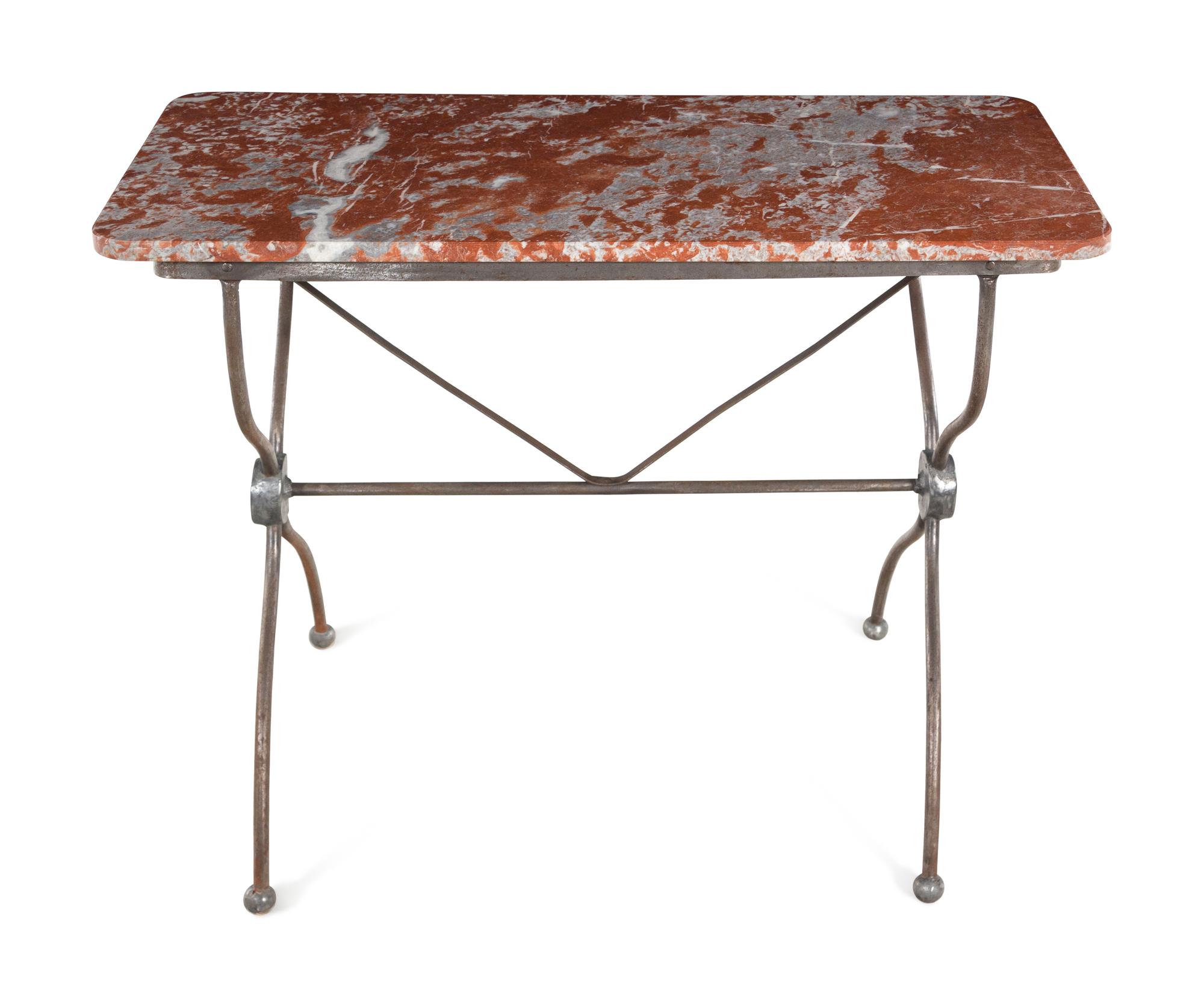 A French Steel Marble-Top Table