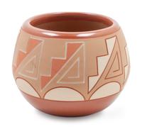 Geometric Carved Redware Vessel