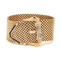 YELLOW GOLD, DIAMOND AND SAPPHIRE BUCKLE BRACELET
