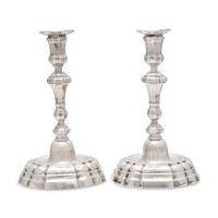 A Pair of Spanish Silver Candlesticks