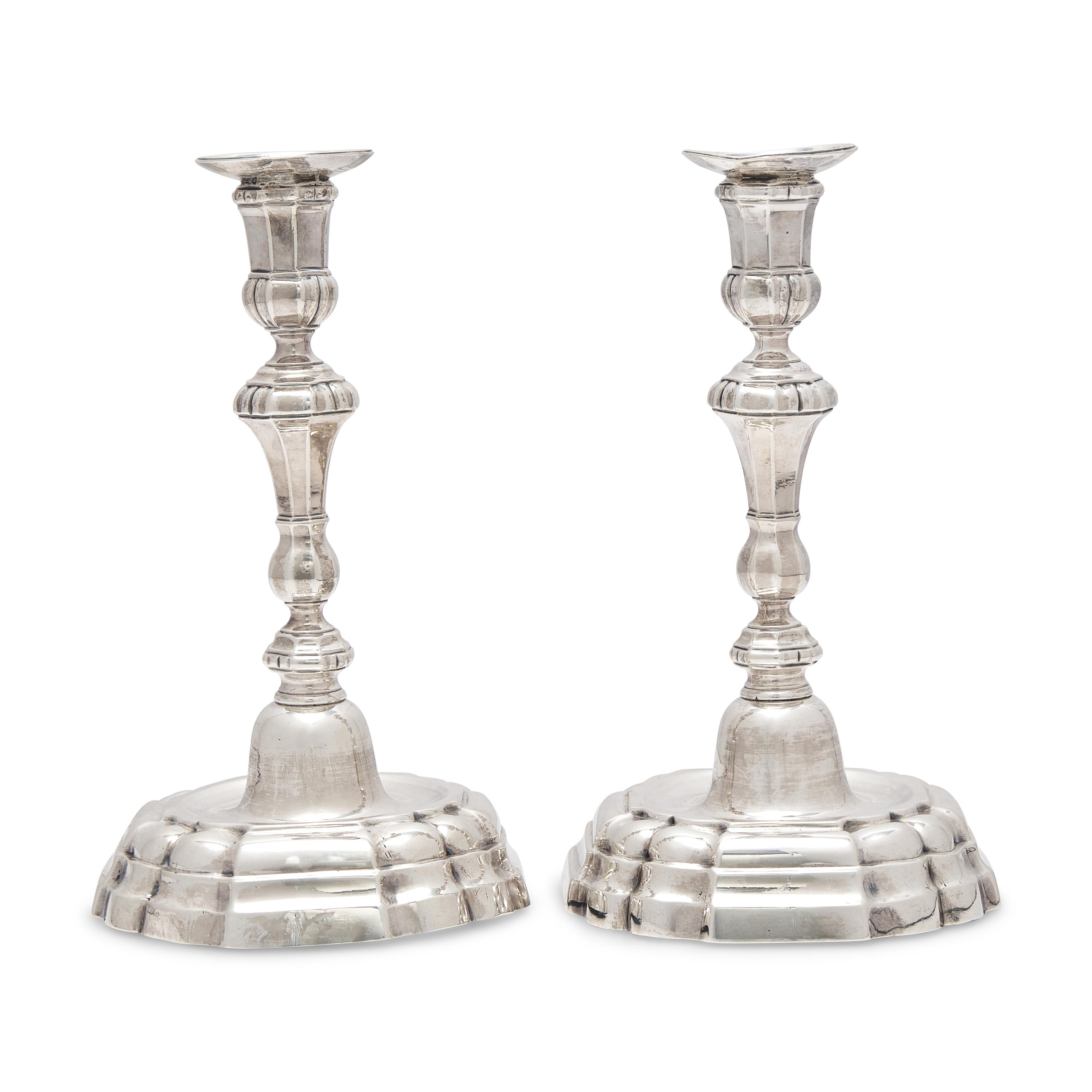 A Pair of Spanish Silver Candlesticks