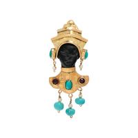 YELLOW GOLD AND MULTIGEM BROOCH