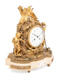 RELEASED TO OWNER - A French Gilt Bronze and Marble Mantel Clock