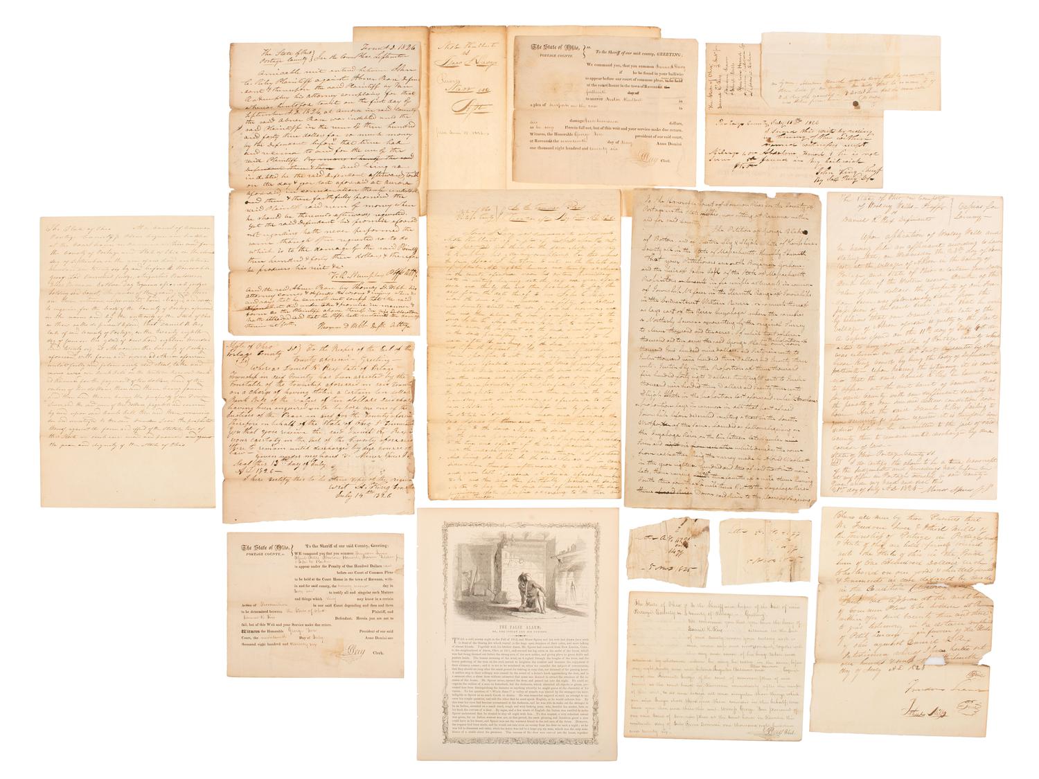 [WESTERN EXPANSION]. Large group of documents related to early settlers of Ohio's Western Reserve (the Connecticut Western Reserve), ca 1806-1890.