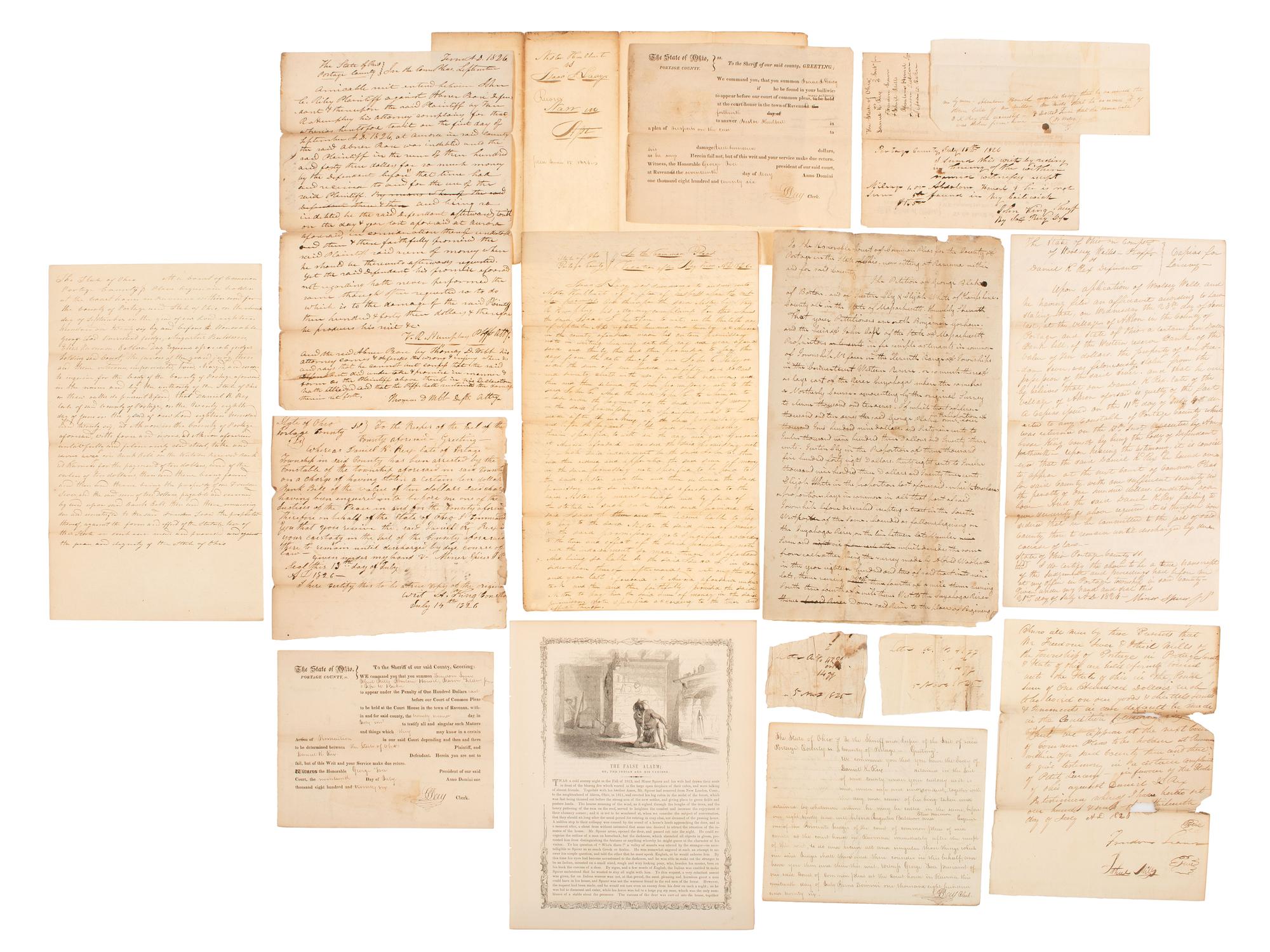 [WESTERN EXPANSION]. Large group of documents related to early settlers of Ohio's Western Reserve (the Connecticut Western Reserve), ca 1806-1890.