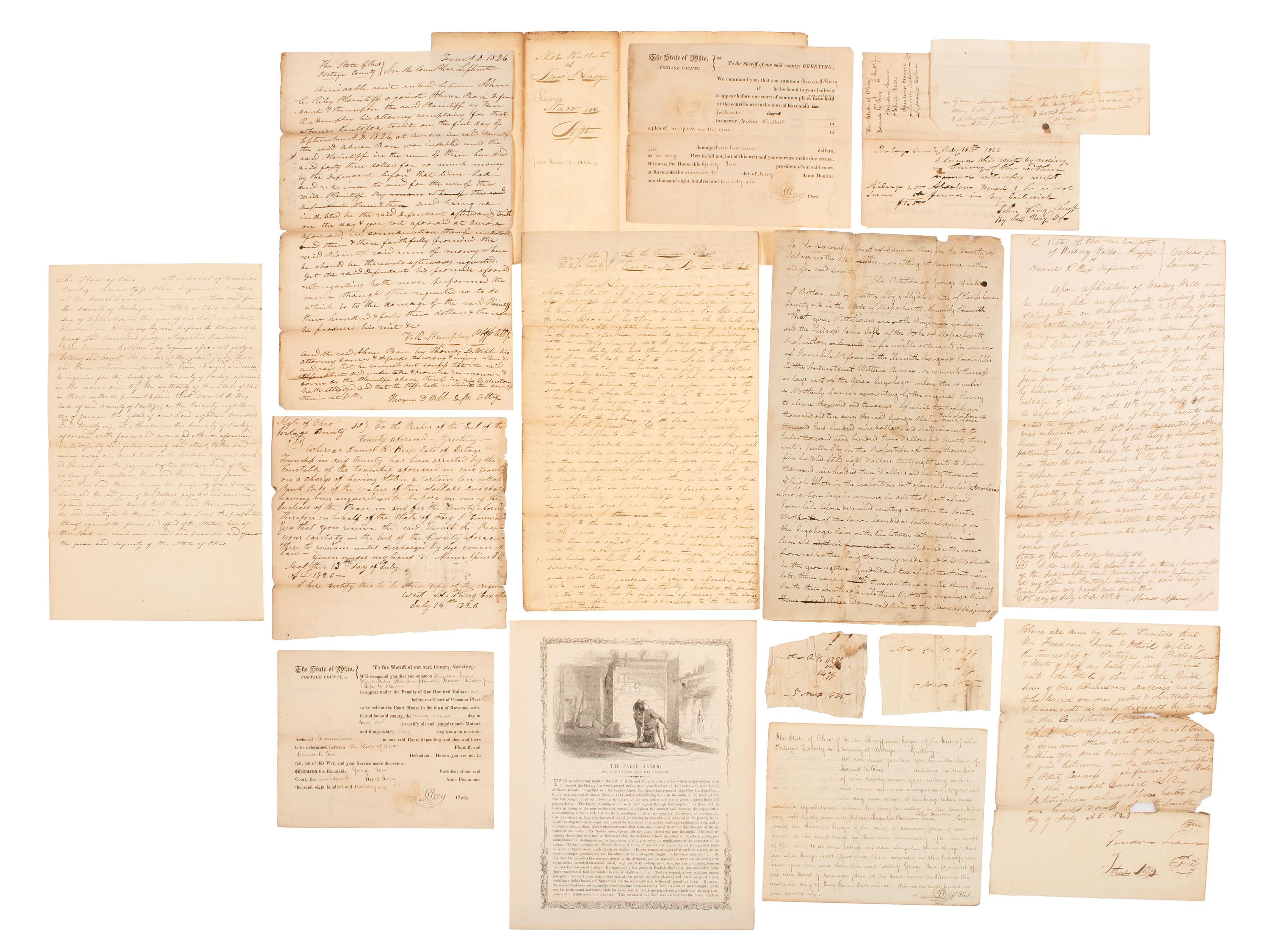 [WESTERN EXPANSION]. Large group of documents related to early settlers of Ohio's Western Reserve (the Connecticut Western Reserve), ca 1806-1890.