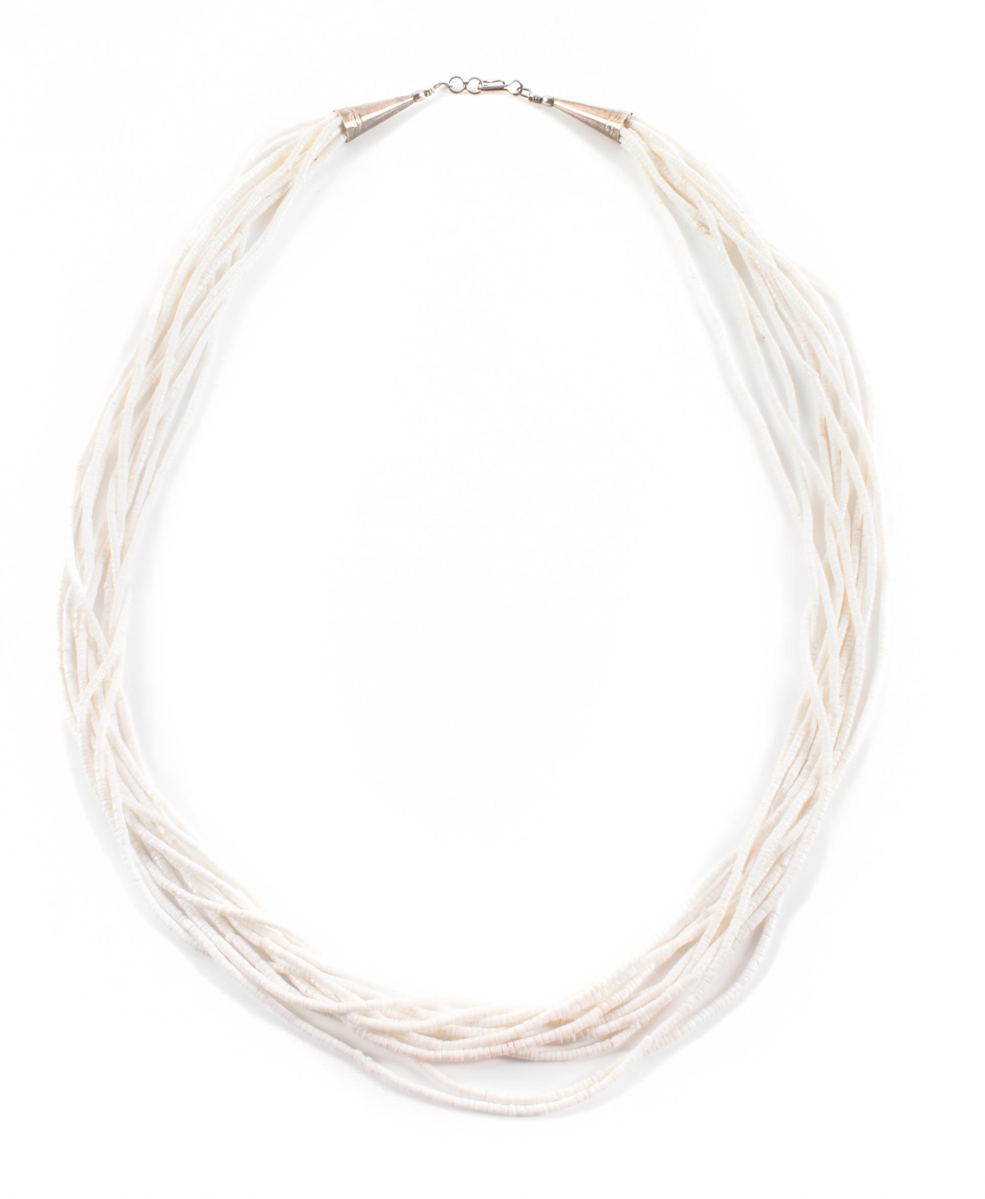 Santo Domingo Ten Strand White Shell Heishi Necklace Length 26 inches