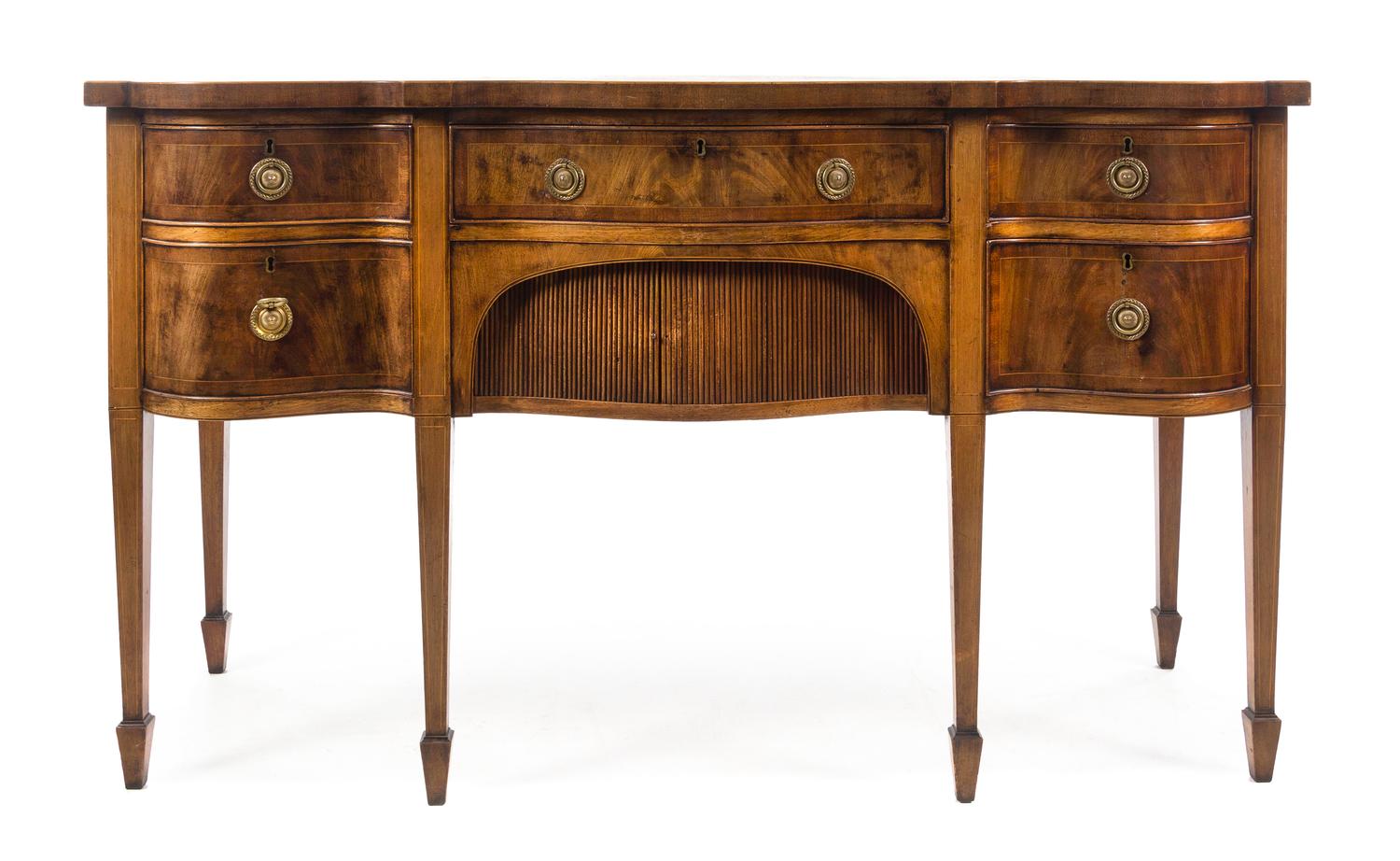 A Georgian Style Mahogany Sideboard Height 35 x width 60 x depth 23 1/4 inches. — 19TH/20TH CENTURY
