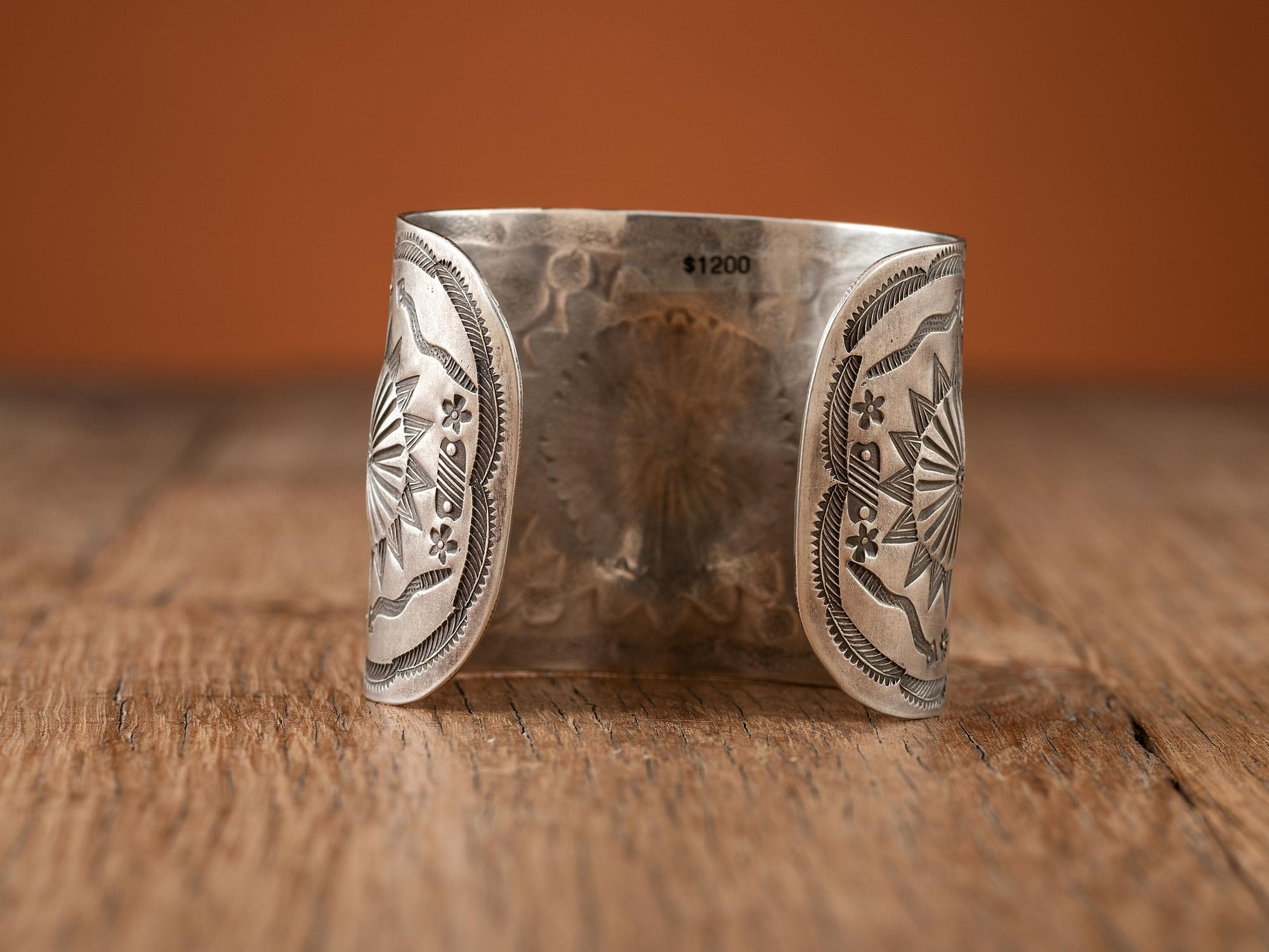 Navajo Heavily Stamped Silver Cuff Bracelet