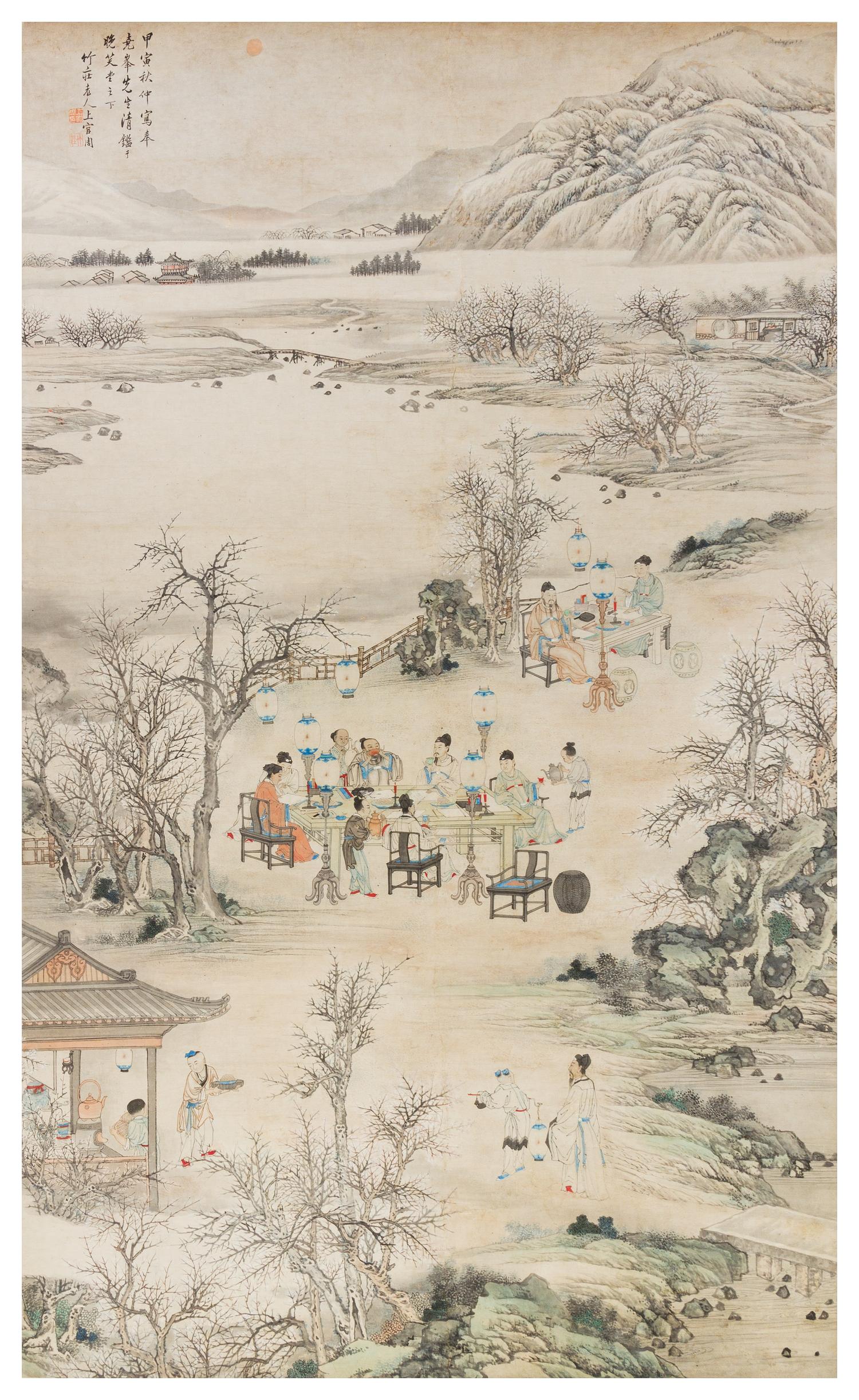 Attributed to Shangguan Zhou, (1665-circa 1750), Scholars in Riverscape Scene