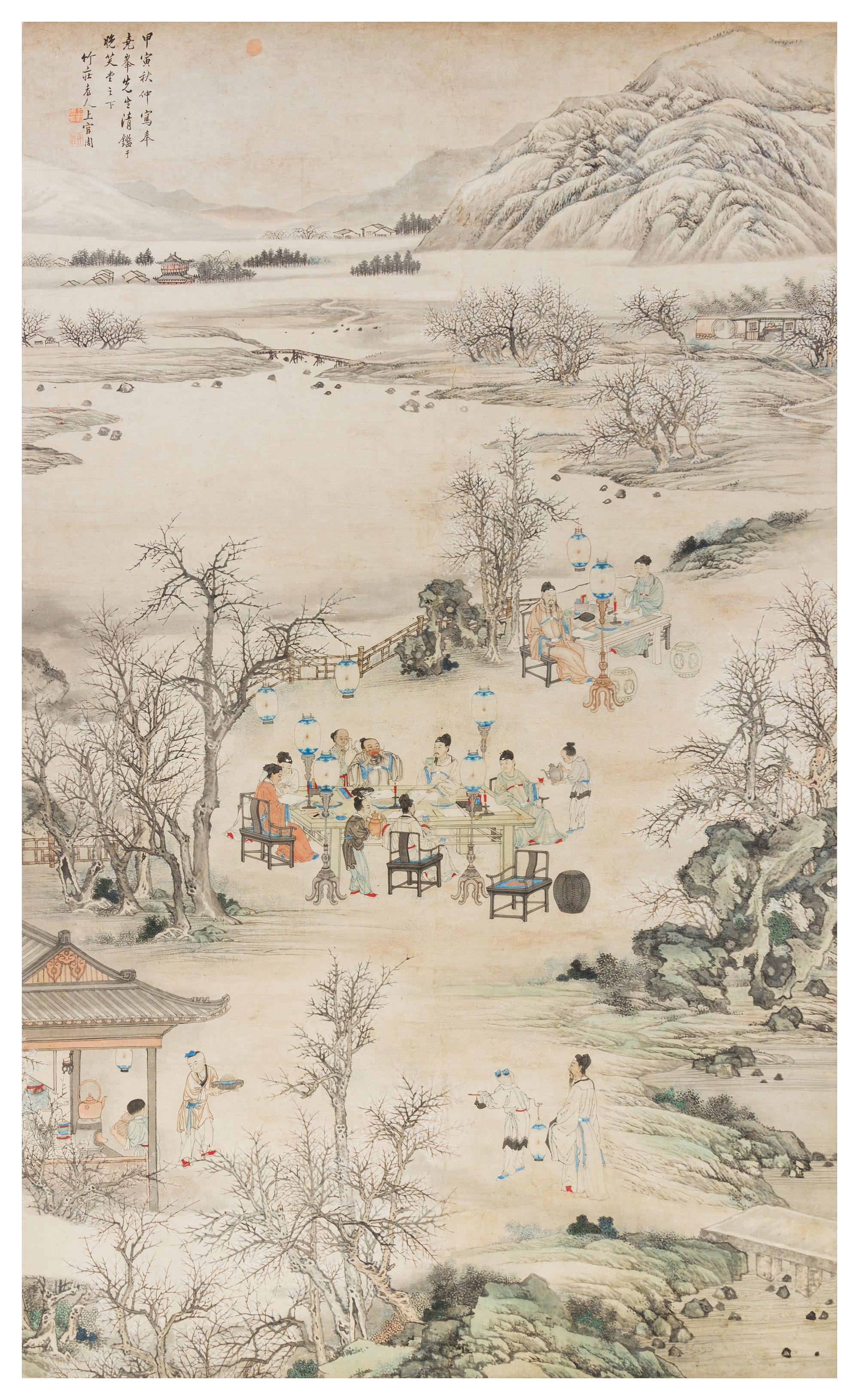Attributed to Shangguan Zhou, (1665-circa 1750), Scholars in Riverscape Scene