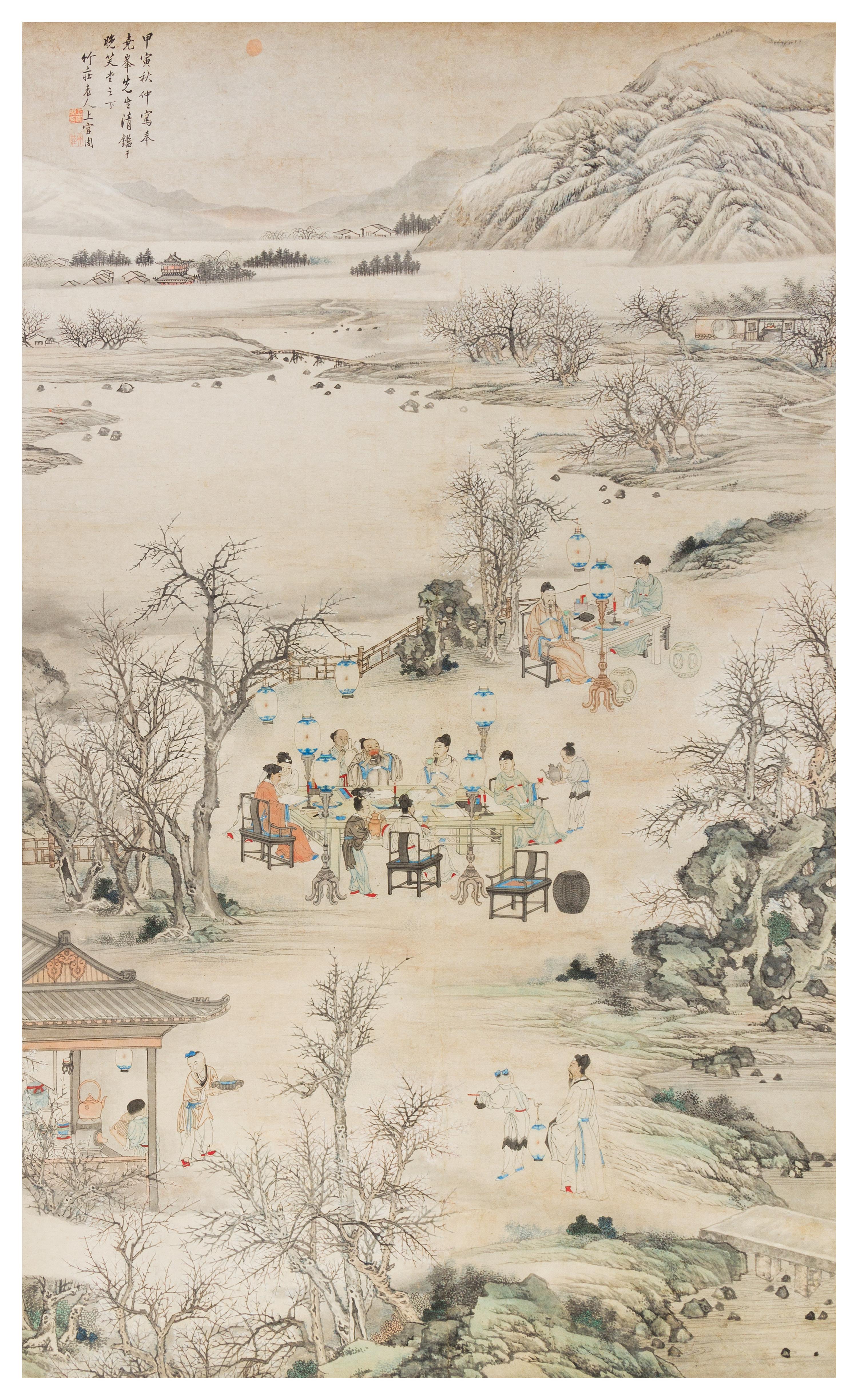 Attributed to Shangguan Zhou, (1665-circa 1750), Scholars in Riverscape Scene