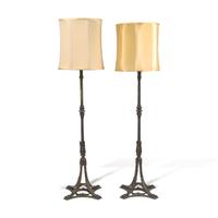 A Pair of Gothic Revival Wrought and Cast Iron Floor Lamps