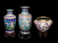 Three Large Chinese Cloisonné Vessels