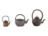 Three Mixed Metal Teapots