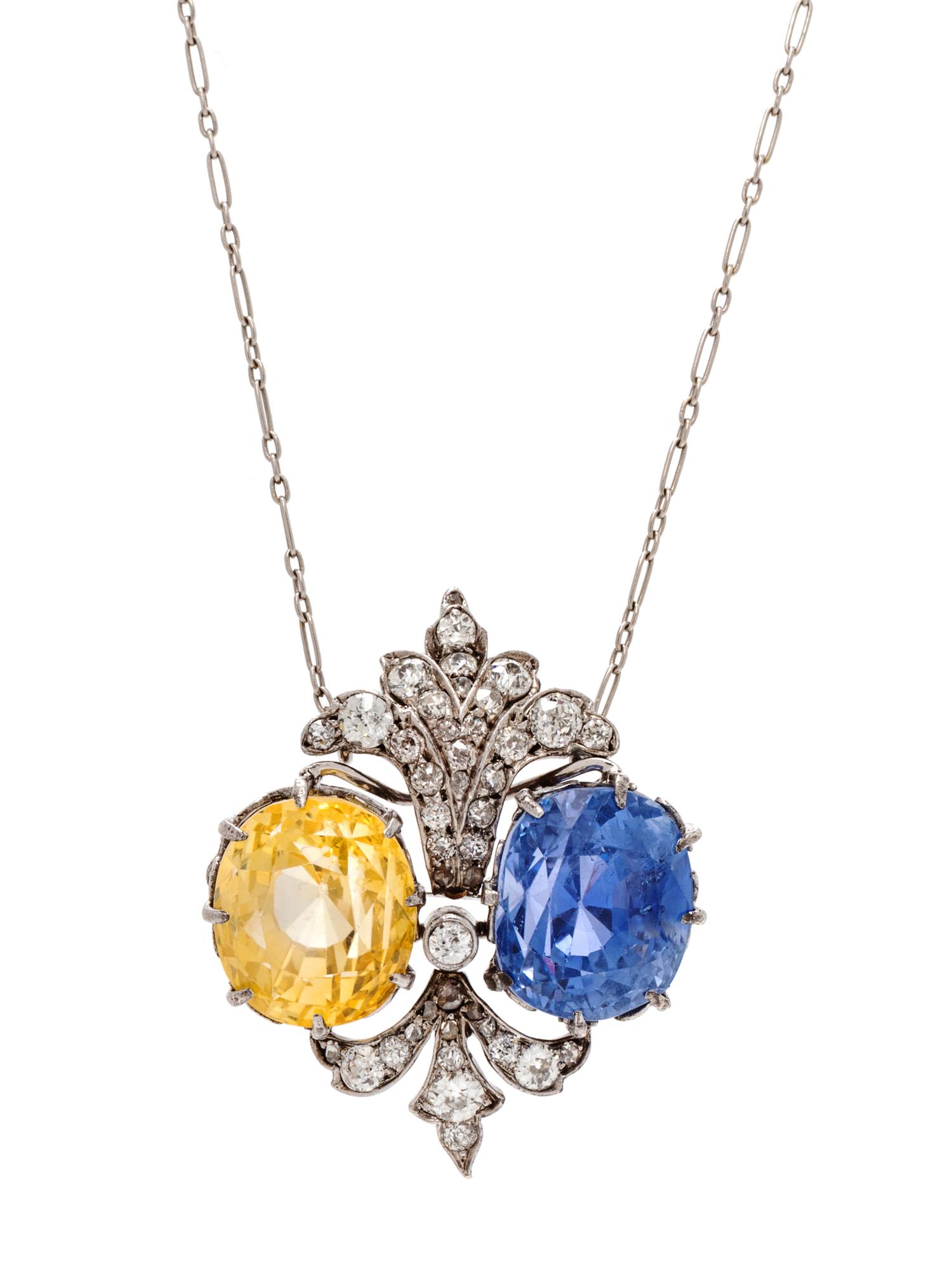 A White Gold, Sapphire and Diamond Pendant/Necklace, 9.00 dwts.