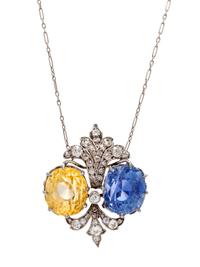 A White Gold, Sapphire and Diamond Pendant/Necklace, 9.00 dwts.