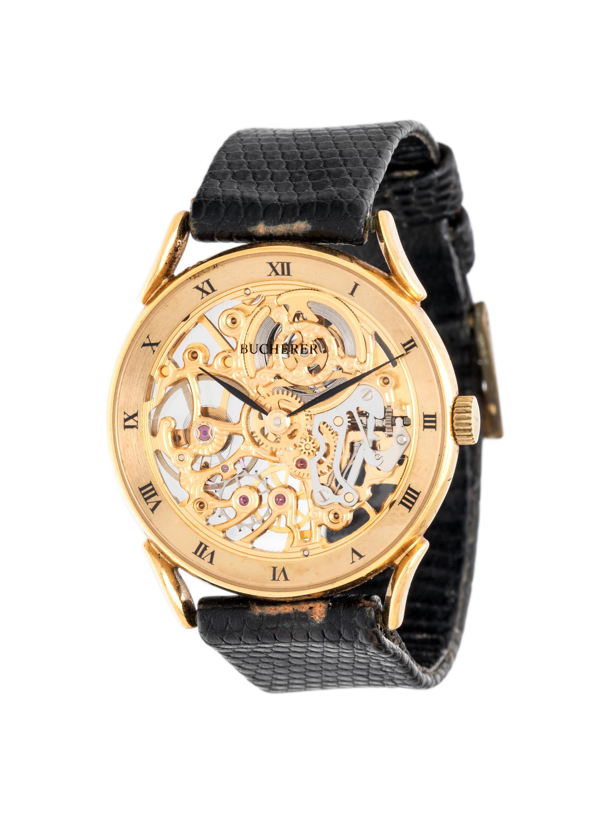 BUCHERER, GOLD-PLATED SKELETON WRISTWATCH