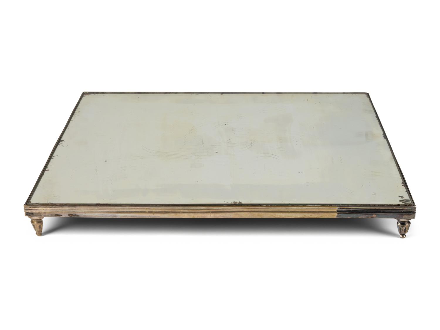 An English Silvered Metal Mirror Table Plateau