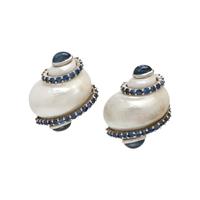 Seaman Schepps, Sapphire, Turbo Shell, and White Gold Earrings