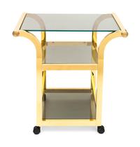 A Polished Brass and Smoked Glass Bar Cart