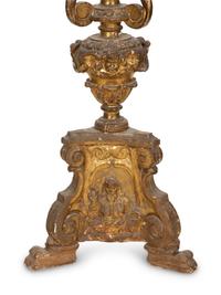 A Venetian Painted and Parcel Gilt Lantern on Stand