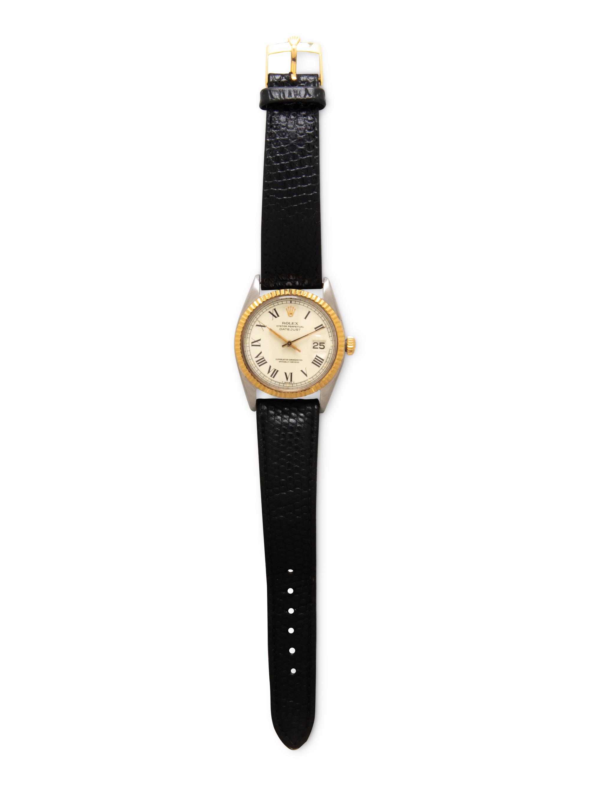 ROLEX, REF. 1603 STAINLESS STEEL AND 18K YELLOW GOLD 'DATEJUST' WATCH WITH 'BUCKLEY' DIAL AND ROLEX 'MADE IN MEXICO' JUBILEE BRACELET