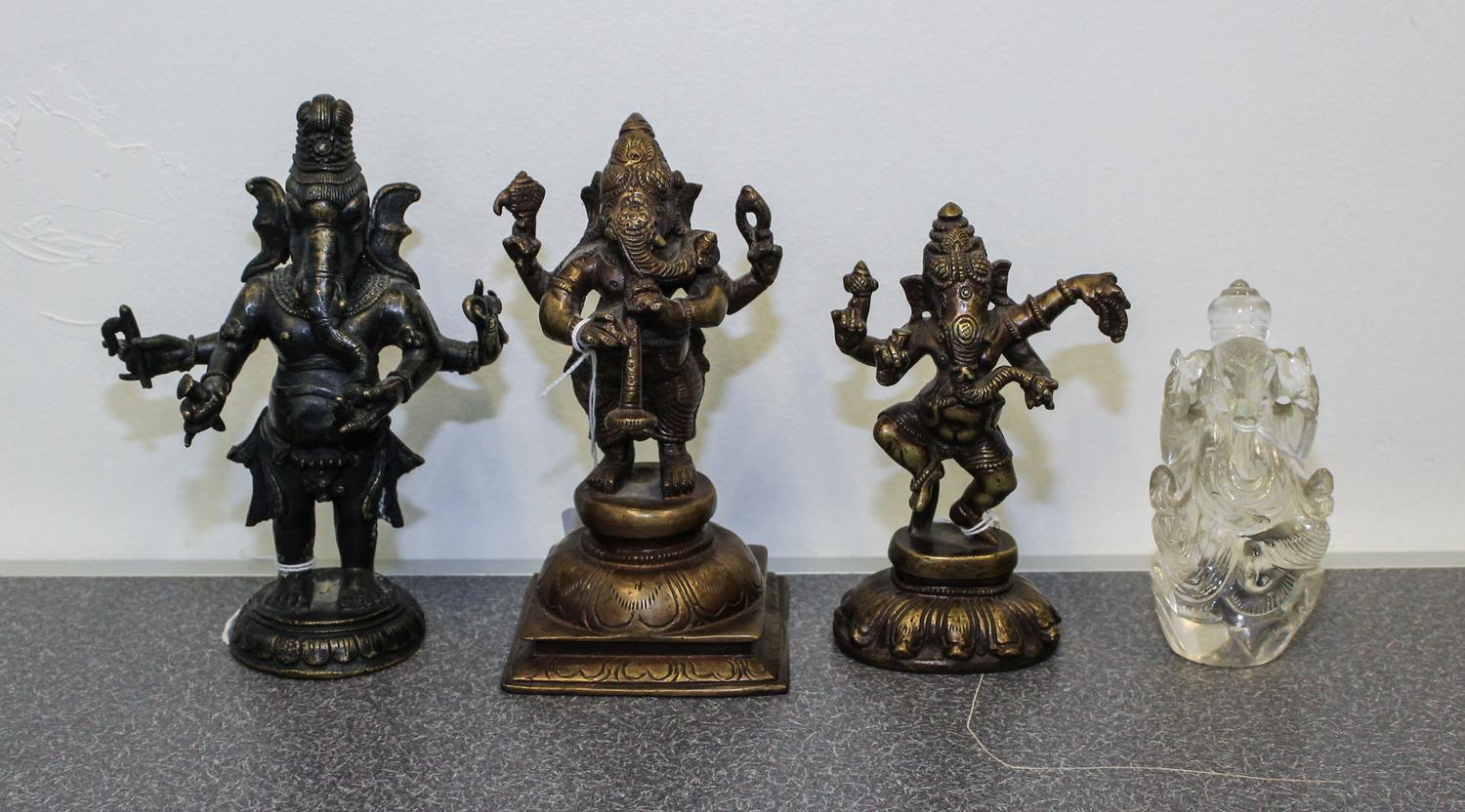 Three Southeast Asian Bronze Figures Height of tallest 7 inches.