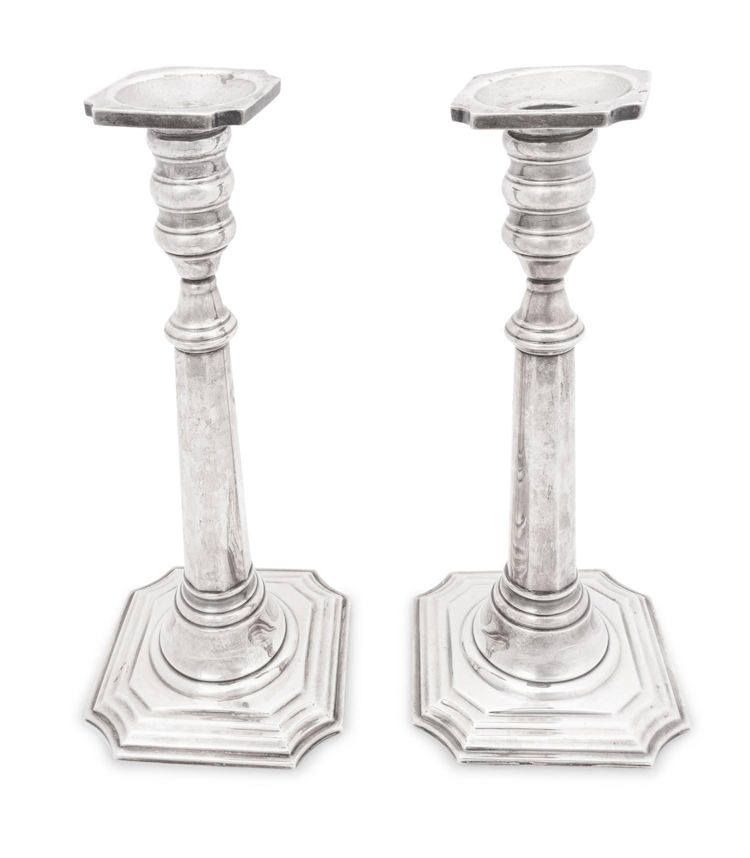 A Pair of Weighted American Silver Candlesticks