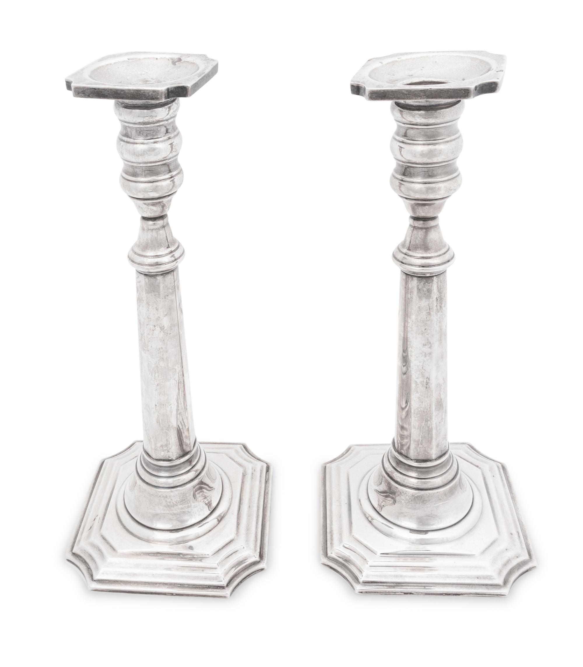 A Pair of Weighted American Silver Candlesticks