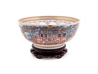 A Mottahedeh Chinese Export Decorated Porcelain Punch Bowl