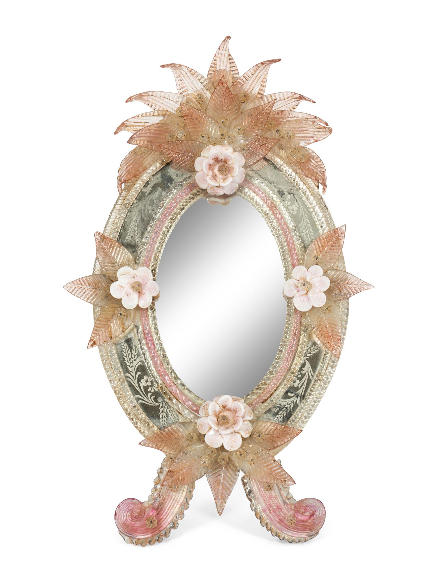 A Venetian Etched Glass Table Mirror
