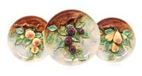 Three French Majolica Trompe L'oeil Chargers Diameter of largest 14 1/2 inches. — CIRCA 1890